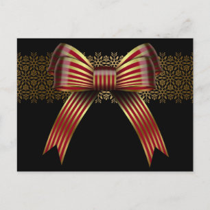 Gold & Red Christmas Bow Holiday Postcards