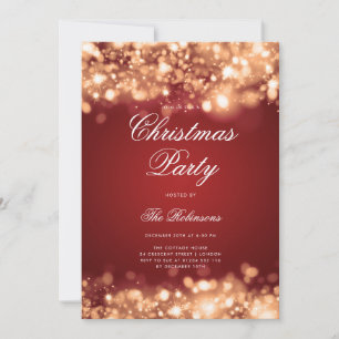 Gold Red Christmas Lights Invite Program & Menu