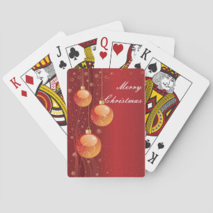 Gold Red Christmas Ornaments Playing Cards
