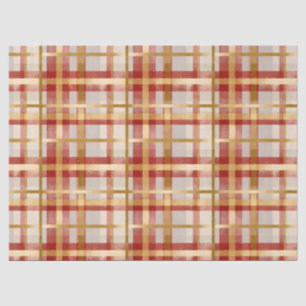 Gold Red Christmas Plaid Tissue Paper