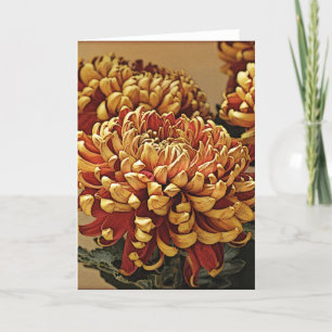 Gold & Red Chrysanthemum Greeting Card