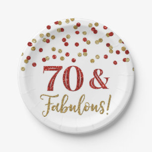 Gold Red Confetti 70 and Fabulous Paper Plate