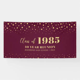 Gold & Red Confetti Class Reunion Party Welcome Banner