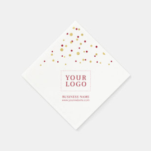 Gold Red Confetti Custom Business Promotional Logo Napkin