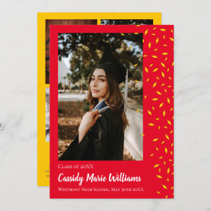 Gold Red Confetti Graduation Announcement