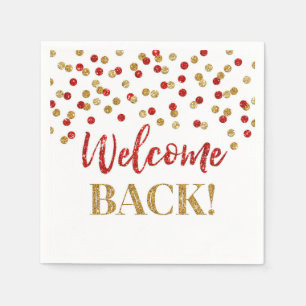 Gold Red Confetti Welcome Back Napkins