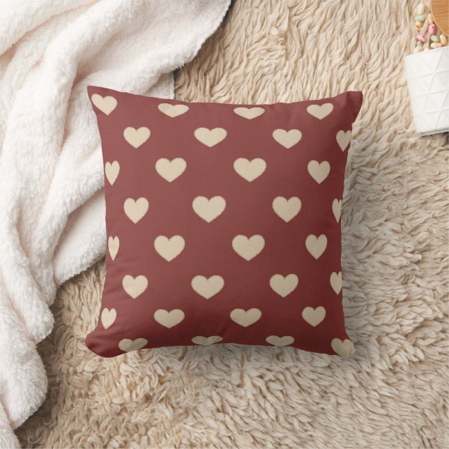 Gold Red Cream Glitter Hearts  Throw Pillow (Blanket)
