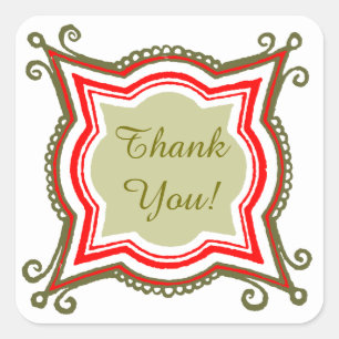 Gold Red Custom Thank You Stickers