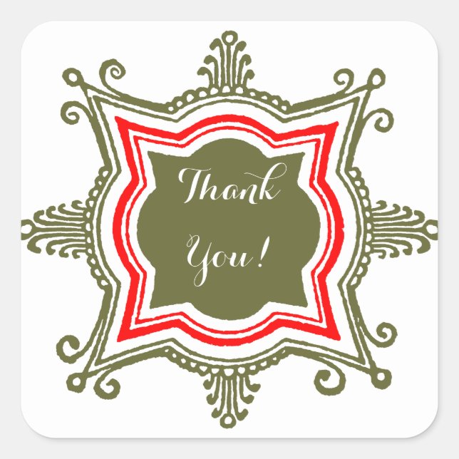 Gold Red Custom Thank You Stickers (Front)
