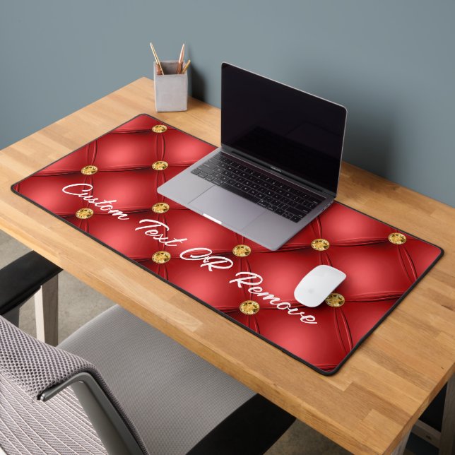 Gold Red Diamond Tufted Nom de texte personnalisé (Bureau 2)