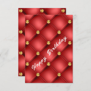 Gold Red Diamond Tufted Romantique carte d'anniver
