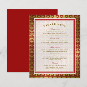 Gold Red Double Happiness Chinese Wedding Menu