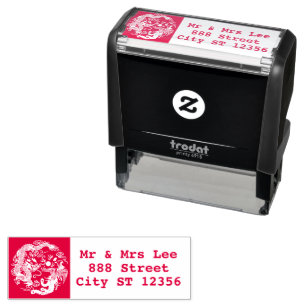Gold Red Dragon Phoenix Chinese Wedding Favour Self-inking Stamp