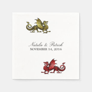 Gold Red Dragon Wedding Paper Napkins