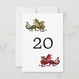 Gold Red Dragon Wedding Table Card