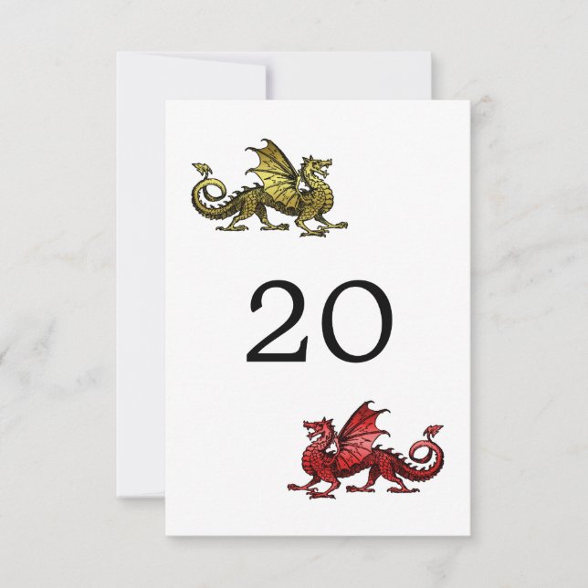Gold Red Dragon Wedding Table Card (Front)