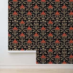 Gold Red Elegant Pattern Wallpaper