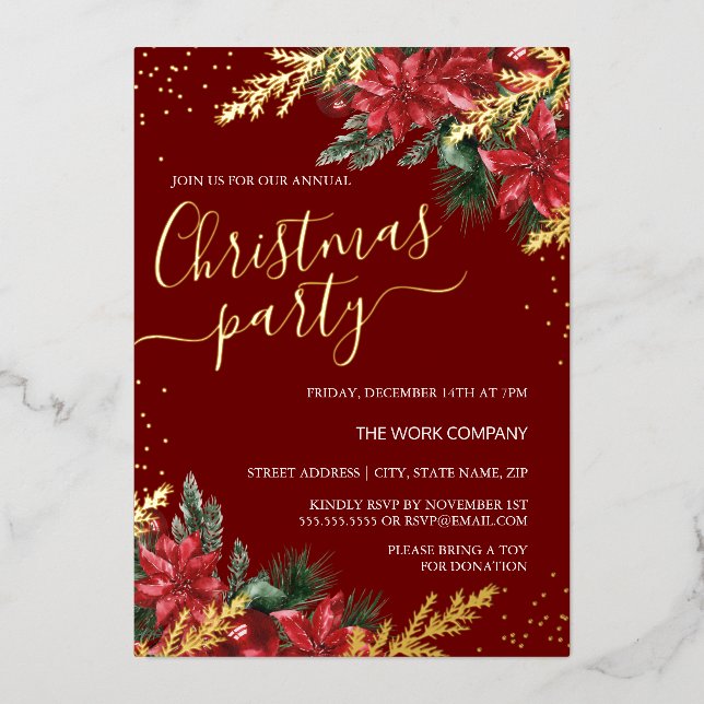 Gold Red Foliage Corporate Christmas Party       (Front)