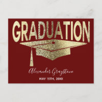 Gold Red Graduation Cap Save The Date