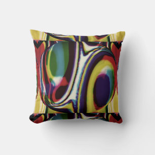 Gold Red Green Violet Black Geometric Circles Throw Pillow