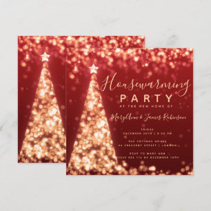 Gold & Red Housewarming Party Christmas Holidays Invitation