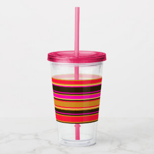 Gold, Red & Magenta Striped Acrylic Tumbler