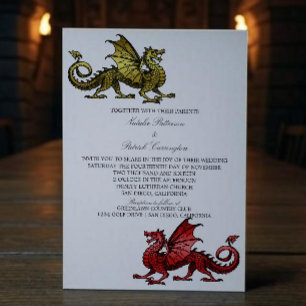Gold Red Medieval Dragon Wedding Invite