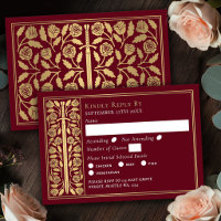 Gold Red Medieval Sword Wedding RSVP
