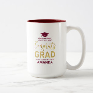 Gold & Red   Modern Graduation Custom Gift Two-Tone Coffee Mug