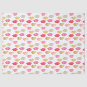 Gold Red Pink Watercolor Lips Tissue Paper