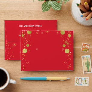 Gold Red Retro Envelope
