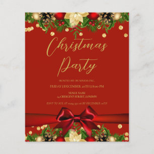 Gold Red Ribbon Glitter Christmas Corporate  Flyer