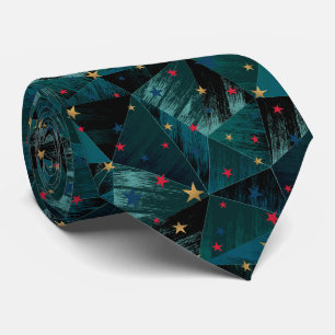 Gold, red stars on blue tie