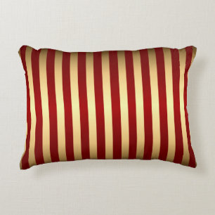 Gold Red Stripes Pattern Decorative Pillow