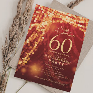 Gold & Red   Surprise 60th Birthday Party  Invitation