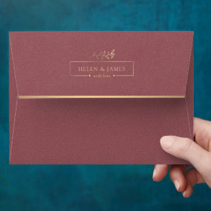 Gold & Red Texture Wedding Envelope
