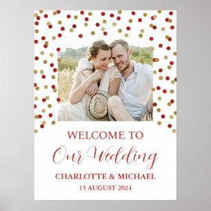 Gold Red  Wedding Welcome Custom 18x24 Photo Poster
