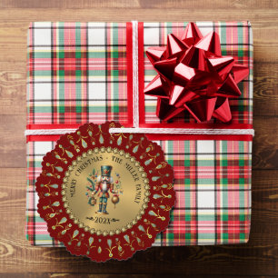 Gold Red White Diamonds Christmas Nutcracker Ornament Card