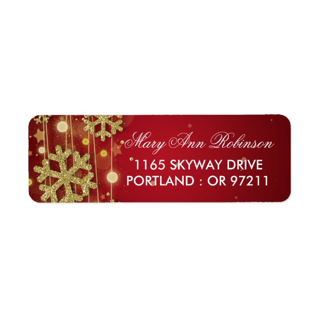 Gold Red Winter Birthday Return Address (Front)