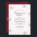 Gold & Red Winter Christmas Engagement Party Invit Invitation<br><div class="desc">Celebrate your special day with this stylish winter engagement party Invitation. This design features beautiful snowflakes and sparkles graphics in gold & red colour theme. You can customize the text to any winter events. More engagement celebration invites and party supplies are available at my shop BaraBomWedding.</div>