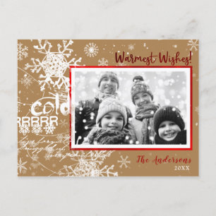 Gold & Red Winter Warm Wishes Holiday Modern Photo