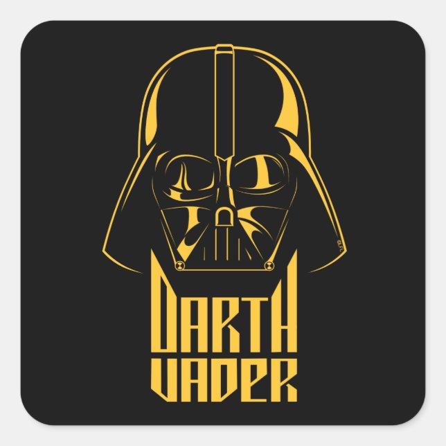 Gold Reflect Darth Vader Name Graphic Square Sticker (Front)