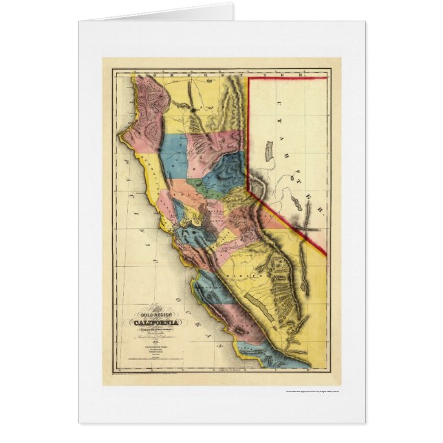 Gold Regions of California Map by Gibbes 1851 (Front)