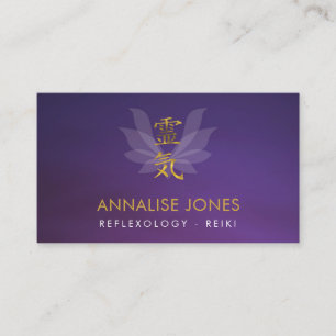 Gold Reiki Healing Symbol in Lotus Petals Business Card