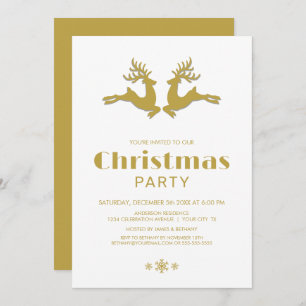 Gold Reindeer Christmas Party Invitation