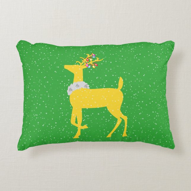 gold reindeer decorative pillow (Front)