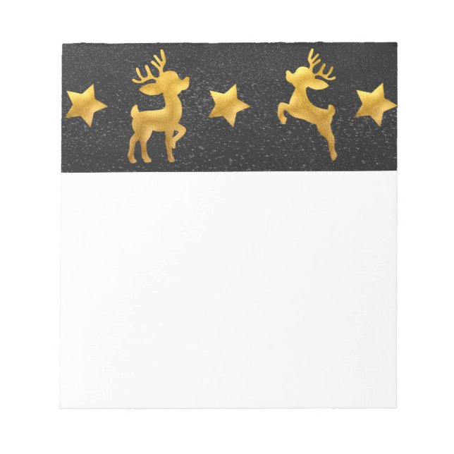 Gold Reindeer on Chalkboard Snow Notepad (Front)