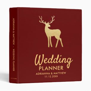 Gold Reindeer Red Christmas Wedding Planner Binder