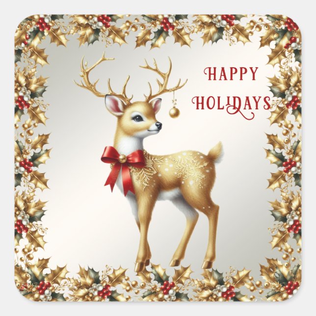 Gold Reindeer Sticker (Front)
