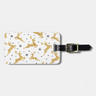 Gold Reindeers Luggage Tag